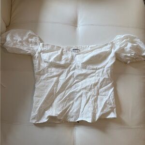 Reformation White Eyelet Puff Sleeve Off The Shoulder Top